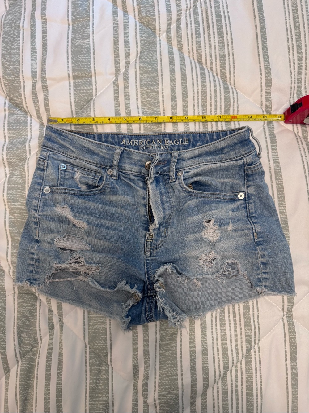 American Eagle Super Stretch X Distressed Denim Jean Shorts